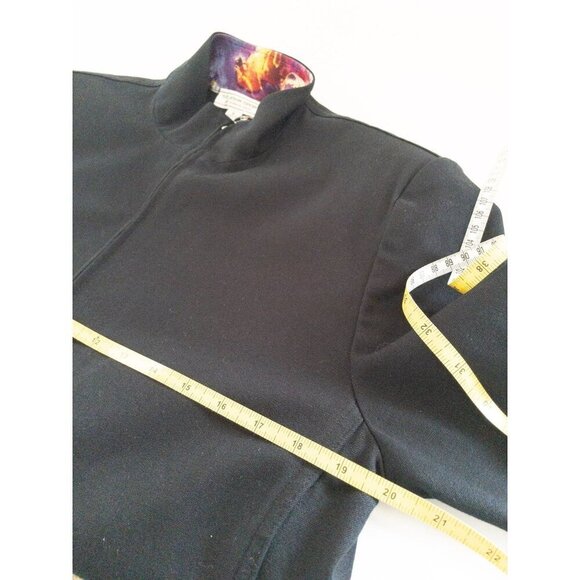 St. John Sport Black Jacket With Vibrant Printed Lining & Adjustable Drawstring - Picture 10 of 15